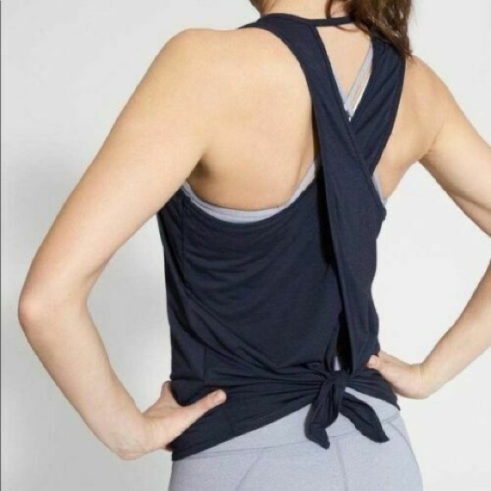 NWOT Athleta tank top Size S Navy open back or tie